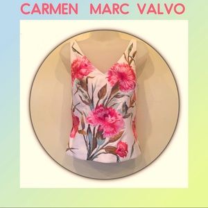 Carmen Marc Valvo Sig. embroidered silk top sz 10